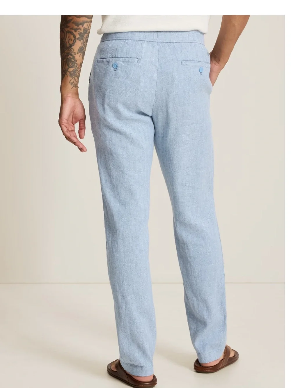 Tommy Bahama Light Blue Beach Coast Stretch-Linen E-Waist Pants